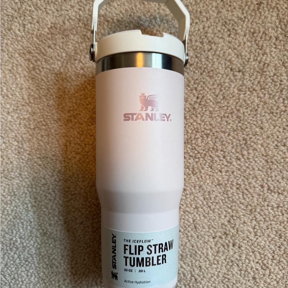 Stanley Pale Pink Flip Straw Tumbler with White Handle
